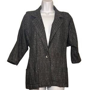 80's Vtg Blk/Wht Tread Blazer, Jacket Laurie Lee, USA Women’s 3-4 Small